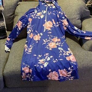 long floral blue sweater